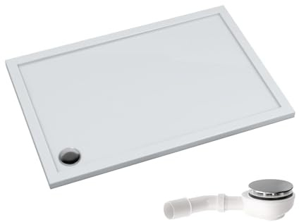 Receveur de douche AQUABAD Villa avec technologie LeakProtect Smooth White 80x120cm rectangle, avec bonde d’évacuation A9.200