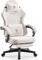 Dowinx Fabric Gaming Chair with Footrest, Ergonomic Gaming Chair for Adults, High Back Computer Chairs with Pocket Spring Cushion and Massage Lumbar Support for Office, Beige