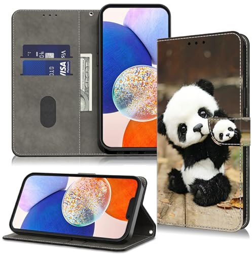TUOLISG Handyhülle für Samsung Galaxy A16 Hülle -Panda | PU Leder, Kartenfach, Standfunktion,Magnet Schutzhülle,Stoßfest Lederhülle Klapphülle Flip Case für Samsung A16 5G/4G