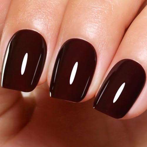 Ozzeal Deep Cherry Brown Gel Nail Polish, 0.5 Fl Oz, Autumn Winter, LED UV Gel, DIY Salon Starter Kit