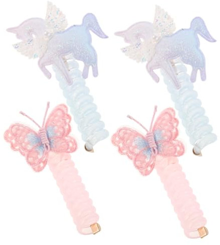 Healvian Elegantes 4er-pack Haargummis Mit Telefonkabel Spiral-haarbänder Für Mädchen Schmetterling Und Haar-accessoires-set