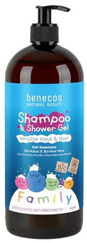 benecos Naturkosmetik - 2in1 Shampoo & Shower Gel - sensible Haut & Haar - vegan - Bio-Kokos & Bio-Aloe Vera - 950 ml