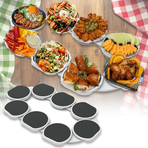 Lazy Susan Turntable For Dining Table, Rotating Food Serving Turntable For 8 Dishes,90 X 51cm, 360° Rotation, Turntable Tray Expandable, Easy Access Food, Easy Assembly, Food Train For Table