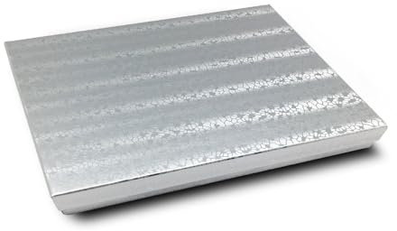R J Displays 6 Stück mit Baumwolle gefüllte Silberfolie farbige Papierkartons für Schmuck, Halsketten, Armbänder, Uhren, Geschenke und Einzelhandelsboxen, Größe 19,5 x 13,8 x 3,8 cm