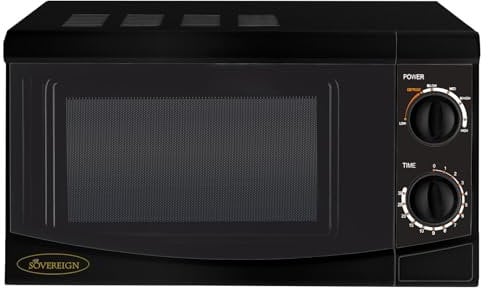 Sovereign MW701BK 20Ltr 800W Black Microwave Oven, Easy Clean, Defrost Function, 6 Power Levels