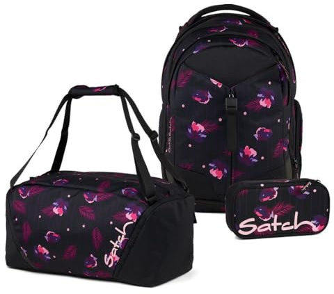 Satch Match Schulrucksack Set 3tlg. inkl. Schlamperbox und Sporttasche (Mystic Nights)