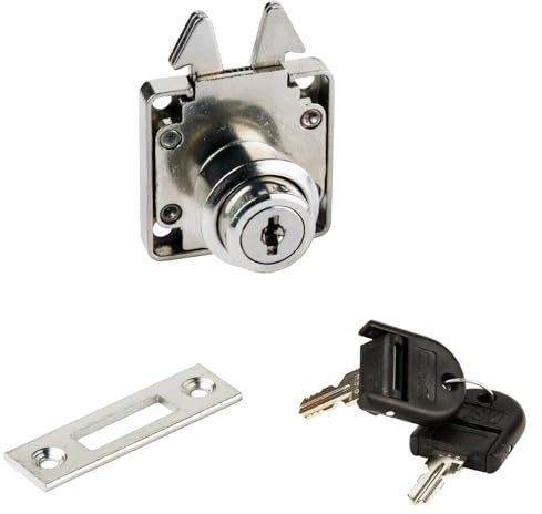 Cerradura de persiana enrollable con llaves plegables y sistema de llave maestra J11, superficie niquelada: 14.01.463-0 para persianas enrollables, puertas correderas de muebles