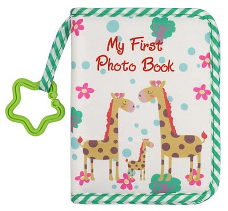 First Family Album – Baby-Fotoalbum, Fotobücher aus Stoff | Speicher mit niedlichem Cartoon-Giraffe, vielseitig für das erste Jahr, für Fotosammler und Geschenke