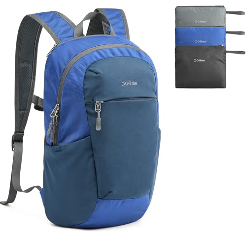 G4Free 18L Faltbarer Rucksack, Wanderrucksack Klein Leichter, Daypack Tagesrucksack Trekkingrucksack Damen Herren für Wandern Travel Camping Fahrrad Outdoor, Blau