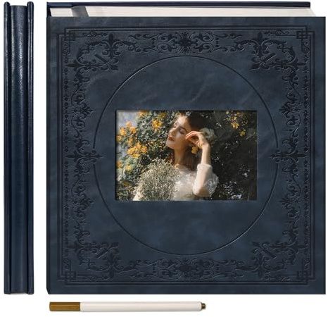 Vienrose Selbstklebendes Fotoalbum, 20 Blatt 40 Seiten, Dunkelblau | Fotobuch zum Selbstgestalten, Scrapbook Album, Baby Hochzeit DIY, Fenster Cover, 10x15 13x18 20x25 Fotos