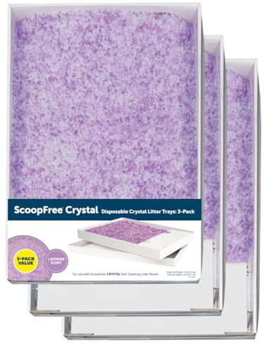 PetSafe ScoopFree Nachfüllschale für Silikat-Katzenstreu, Lavendelduft, Einwegschale mit Auslaufschutz, reduziert Schmutzmitnahme, geruchsbindend, 3 Schalen