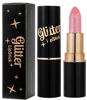Diamond Glitter Lippenstift metallischer Lippenstift für Damen leichte Non-Stick to Cup Glossy Lipsticks langanhaltend wasserfest wischfest klebt nicht (02)