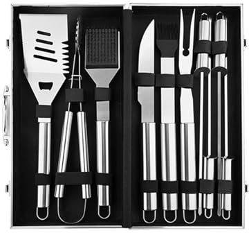 Generisch Grillbesteck-Set Aus Edelstahl, 10-teiliges BBQ-grillzubehör, Hitzebeständiger Griff Und Rostfreies Design, Grillbesteck Für Drinnen Und Draußen Mit Doppeltem Verwendungszweck