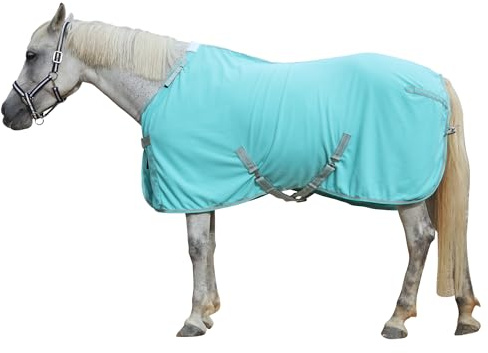 Gallopoff Abschwitzdecke Pferd aus Fleece, 300g/m² – Atmungsaktiv, Schweißabsorbierend & Schnelltrocknend, Ideal nach dem Training, Waschen, im Stall & beim Transport Grün 135 cm