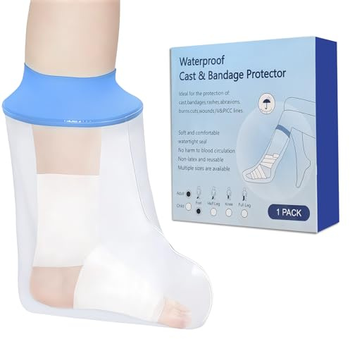 Bodiiwuliu Housse de protection étanche pour plâtre pour douche, Réutilisable Sac de Douche Protection, Facile à utiliser, Léger, confortable,Convient aux adultes et aux enfants (Pieds)