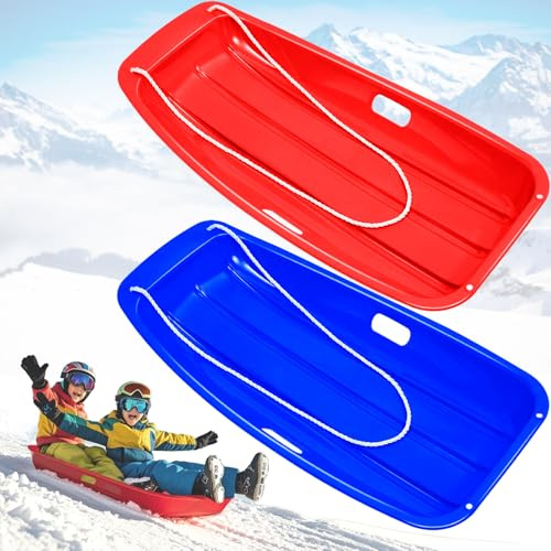 Schneeschlitten für Kinder und Erwachsene – 88,9 cm Downhill Sprinter, robuster Rodelschlitten für 1–2 Fahrer mit 2 Griffen und Zugseilen, ultimativer Schneespaß für Kinder, Outdoor-Winter-Schlitten