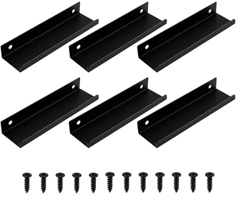 GodtKowty Vinyl Wall Mount 6 Pack, Black Metal Floating Shelves for Displaying Vinyl Records, LPs, CDs, and Magazines - Minimalist Record Storage Solution for Home and Office Decor