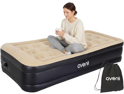 AVENLI Luftmatratze Luftbett selbstaufblasend für 1 Person 196x97x47cm aufblasbare Matratze Gästebett mit integrierter Pumpe extra hohe Liegefläche beflockte Oberfläche für Camping & Zuhause