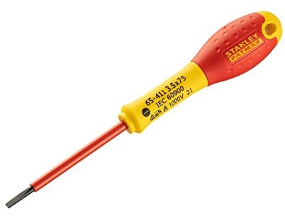 STANLEY 0-65-411 - Destornillador aislado vde 1000v FatMax plana 3,5 x 75 mm