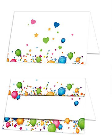 Logbuch-Verlag 50 Tischkarten LUFTBALLONS Geburtstag Kinder Namensschilder Silvester Party Sitzkarten Platzkarten weiß