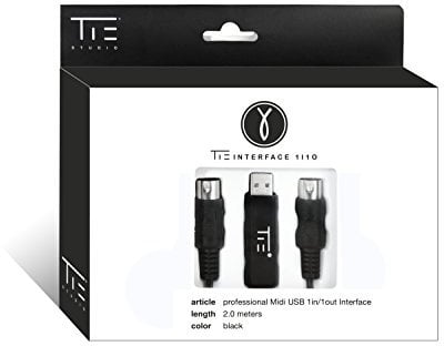 TIE Studio professional latency-free midi (USB type A interface incl. octocoupler, 2.0 m, plug & play, stable timing, Windows and Mac OSX) black, 19-90006