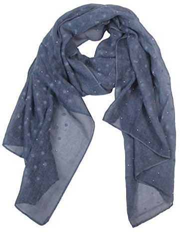 Glamexx24 Damen-Schal 180 70 cm mit Metallic-Sternmuster und Fransen