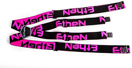 ETHEN BRETELLE NERO LOGO FUCSIA