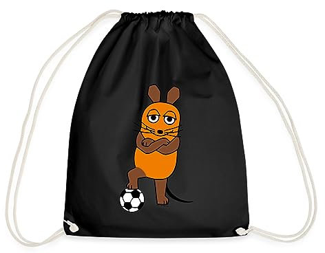 Spreadshirt Die Sendung Mit Der Maus Mit Fußball Turnbeutel, One size, Schwarz