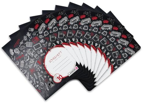 Landré Schulheft A5, 16 Blatt, Lineatur 10, kariert mit Rand, 10 Stück