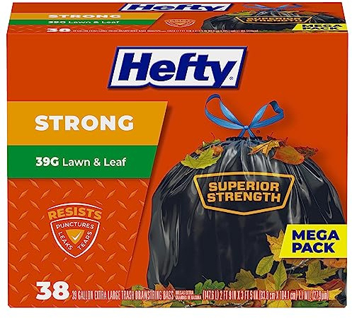 Hefty Strong Lawn & Leaf Trash Bags, 39 Gallon, 38 Count