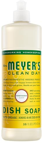 MRS. MEYER'S CLEAN DAY Liquid Dish Soap, Honeysuckle Scent, 16 Fl Oz Bottle