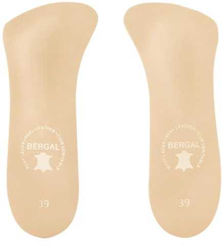 BERGAL Senk Spreizfuß Stütze mit T-Form Pelotte (Gr.36-48) + Rema Einlagenbeutel (39, Braun)