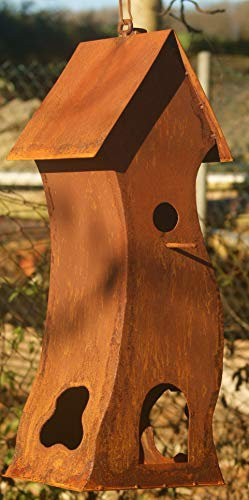 GARTENDEKOSHOP24 – Gartendeko Rost, Vogelhaus, Vogelvilla, 62 cm, für draußen. Hübsches Vogelhaus aus Edelrost als Futterstelle für Vögel. Trend Geschenk, Geschenkidee, handgefertigt.