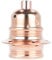Fassung für Lampe E27, Metall Lampenfassung mit Außengewinde und Schraubringen, verkupfert mit Zugentlastung in Kupfer-Finish