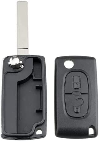 Guscio Chiave Telecomando Compatibile con Citroen C2 C3 C4 C5 Picasso Peugeot 107 206 207 307 308 406 407 Cover Scocca Ricambio 2 Tasti CE23 No Supporto Batteria