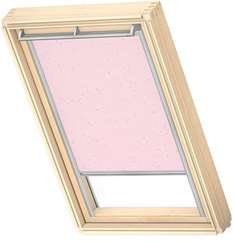 VELUX Original Dachfenster Verdunkelungsrollo für PK08, Rosa Sterne, mit Grauer Führungsschiene