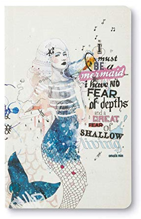 Compendium Softcover Journal - I must be a mermaid… I have no fear of depths, and a great fear of shallow living. – A Write Now Journal with 128 Lined Pages, 5″W x 8″H