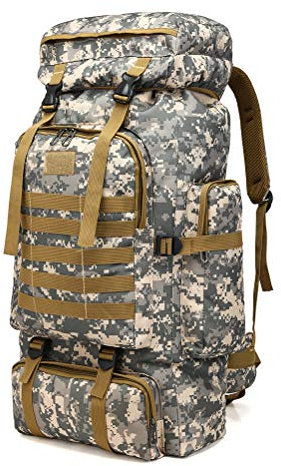 COTTILE Rucksack 80L Wasserdichtes Klettern Wandern Camouflage Rucksack Große Kapazität Camping Bergsteigen Outdoor Sport Rucksack