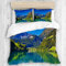 KOSALAER Bettwäsche-Set,Mikrofaser,Schweizer Alpen-Berg und Wiesenwald mit ruhigem See auch kleines altes Dorf,1 Bettbezug 135 x 200cm + 2 Kopfkissenbezug 50 x 80cm