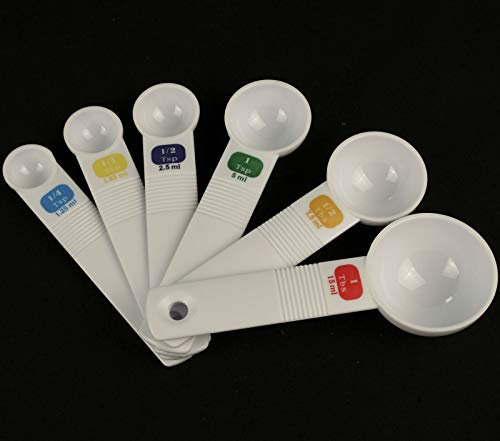 Set of 6 Measuring Spoons 1/4,1/3, 1/2, 1, Teaspoon 1/2, 1 Tablespoon Scoop