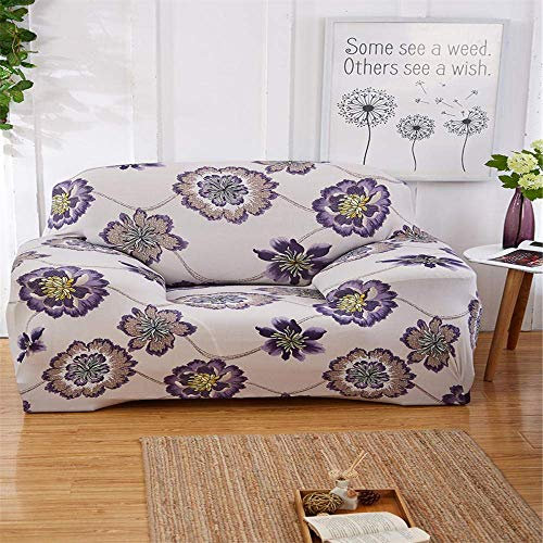 XBSLJ Sofaüberwürfe Schonbezug New Look Lila Weiße Blumen Sofabezüge Antifouling 1 Sitzer: 90-140 cm Sofa Protector Leicht zu reinigen