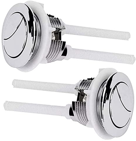 38mm Toilet Flush Button Replacement - 2 Pack Flushing Dual Rod Chrome Push Cistern Standard Part for Bathroom Toilet Repair