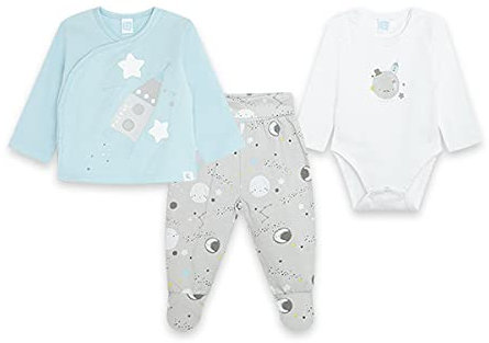 TUC TUC Conjunto Llena Juego de 3 Piezas de Punto Largo con pies de niño Azul Luna Mujer FW21, Turquesa, 12-18 Meses Bebé-Niños