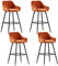 JaHECOME Barhocker Tresenhocker Bistrohocker 4er Set Samt-gepolsterte Barstühle mit Armlehne, modischer Hocker mit schwarzen Metallbeine für Küche, Bistro und Counter (orange, 4)