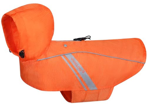 VIVAGLORY Wetoff Hunderegenmantel, Regenmantel Hund für Winter, Hunderegenjacke, Wasserdicht & Reflektierend Gefütterter Regenschutz, XL, Orange