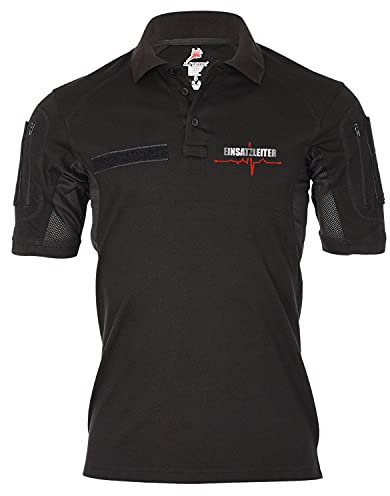 Copytec Tactical Poloshirt Einsatzleiter EKG Linie Einsatz Notarzt Rettungsdienst #37656, Größe:L, Farbe:Schwarz