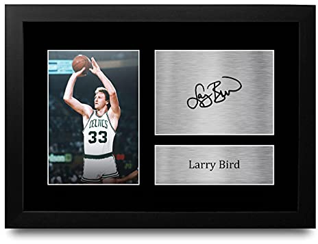 HWC Trading FR A4 Larry Bird Celtics Geschenke Gedruckt, Signiert Autogramm Bild für Basketball-Erinnerungsstücke-Fans - A4 Framed