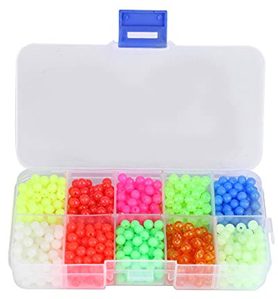 Akozon Angeln Perlen, 1000pcs / Box Kunststoff Runde Croch Perlen Angelgerät lockt Werkzeuge Farbe Leuchtperlen Perlen Angeln für Angeln im Freien