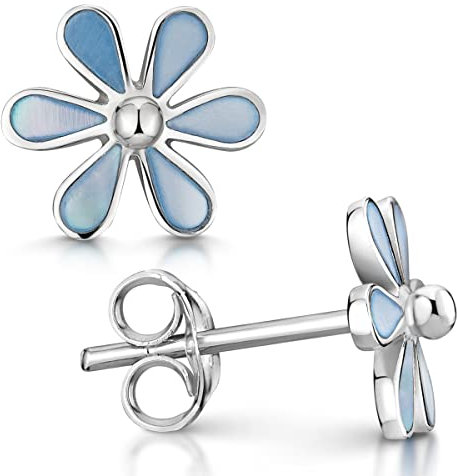 MATERIA by Matthias Wagner Blumen Ohrstecker Silber 925 Perlmutt - Damen Ohrringe blau SO-421