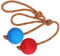 Weeyuu Rope Dog Toy, 2 Pack Ball on a Rope Dog Toys Durable Elastic Solid Rubber Balls for Fetch, Catch, Throw and Tug of War (6 cm, Blue + Red)